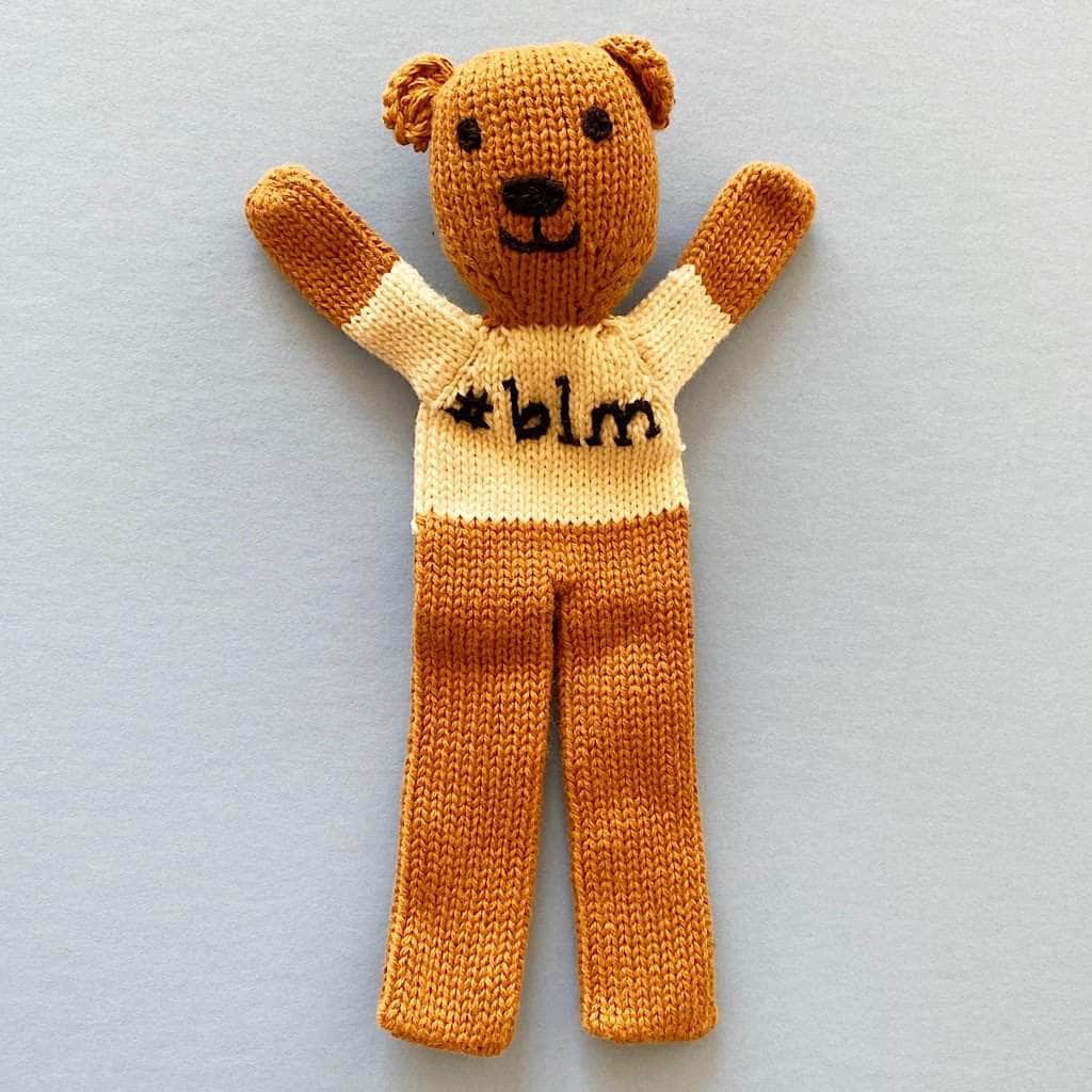 Organic Baby Toy - Bear Soother with "#BLM" 7.5" by Estella