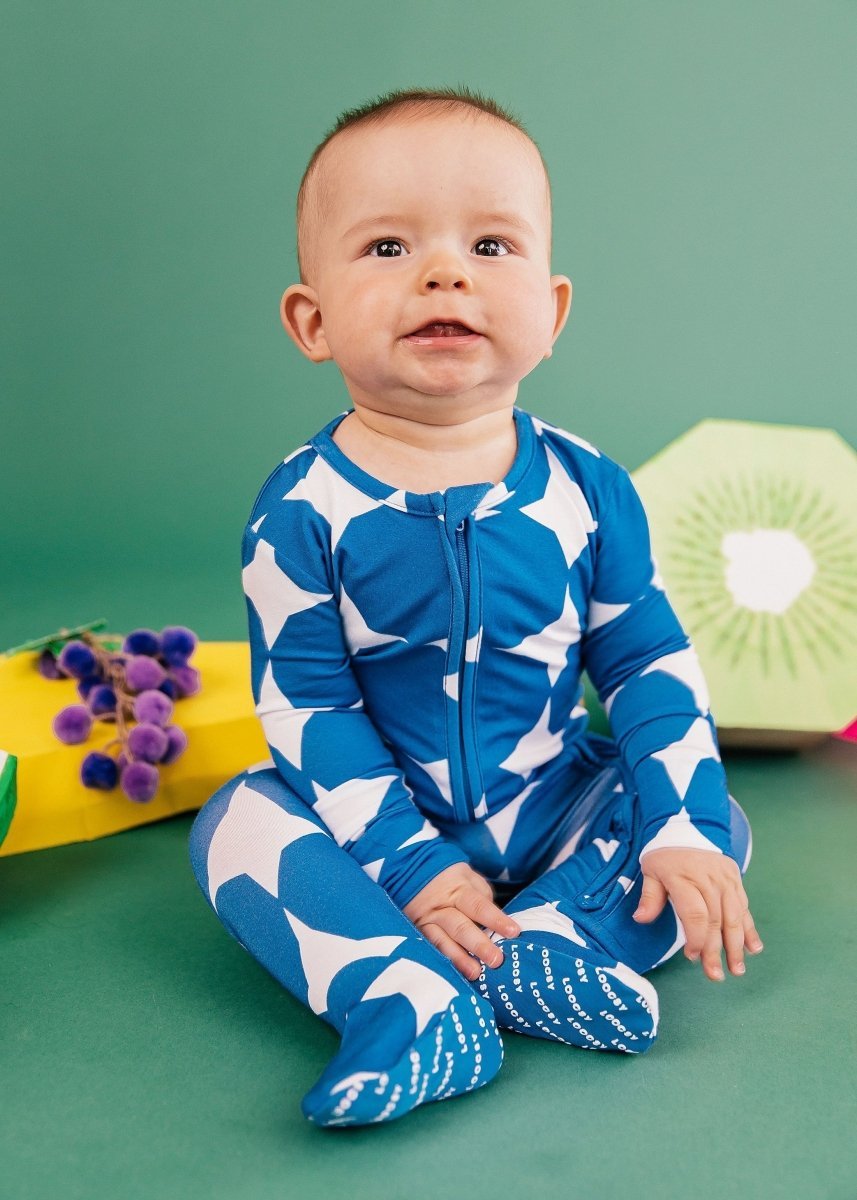 Blue Diamond Stars Footie Pajama by Loocsy - Mothership Milk
