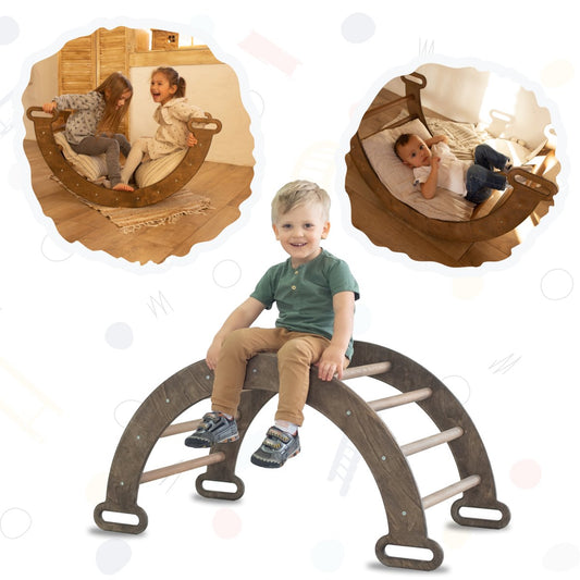 Climbing Arch & Rocker Balance - Montessori Climbers for Kids 1-7 y.o. – Chocolate by Goodevas - Mothership Milk